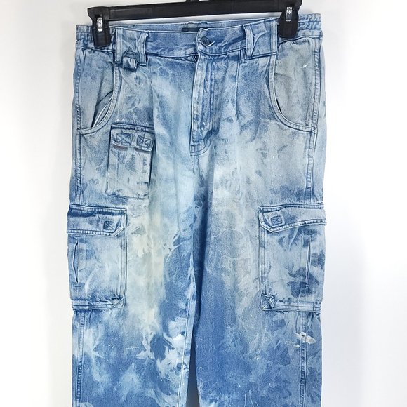 Scandia Woods Other - Scandia Woods Denim Cargo Utility Jeans 32S Blue Cotton Distressed Destroyed